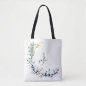Tote Bag Monogramme de couronne botanique chic (Devant)