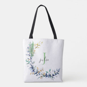 Tote Bag Monogramme de couronne botanique chic