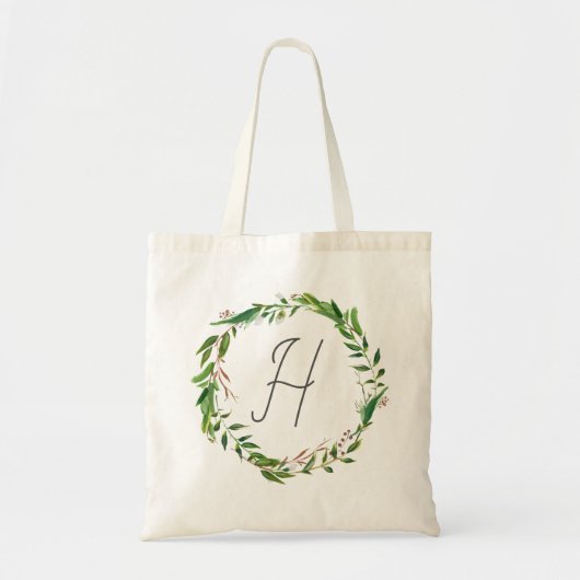 Tote Bag Monogramme de couronne de laurier botanique (Devant)