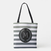 Tote Bag Monogramme de couronne de laurier gris (Dos)