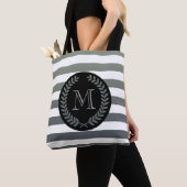 Tote Bag Monogramme de couronne de laurier gris (De près)
