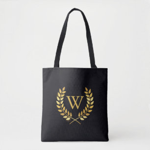 Tote Bag Monogramme de couronne d'or Laurel