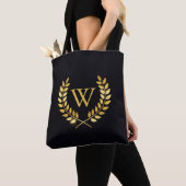 Tote Bag Monogramme de couronne d'or Laurel (De près)