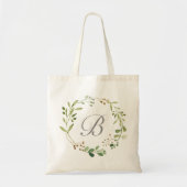 Tote Bag Monogramme de couronne verte (Devant)