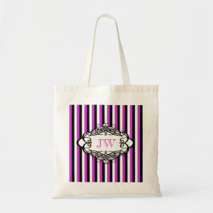 Tote Bag Monogramme de cru de rayure de sucrerie
