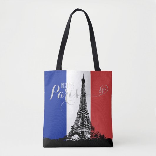 Tote Bag Monogramme de drapeau de la France de Tour Eiffel (Devant)
