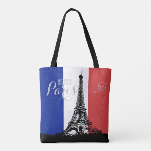 Tote Bag Monogramme de drapeau de la France de Tour Eiffel (Dos)