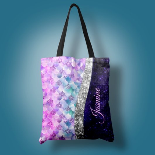 Tote Bag monogramme de fausse parties scintillant de peau d