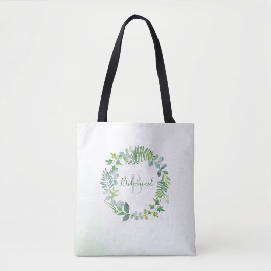 Tote Bag Monogramme de feuillage de Bridesmaid (Devant)