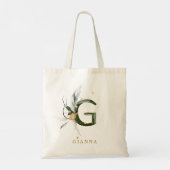 Tote Bag Monogramme de feuillage tropical Lettre « G » Pers (Dos)