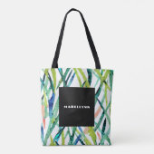 Tote Bag Monogramme de feuille aquarelle abstraite moderne (Dos)