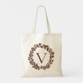 Tote Bag Monogramme de feuille d'automne Nom initial Concep (Dos)