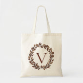 Tote Bag Monogramme de feuille d'automne Nom initial Concep (Devant)