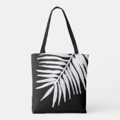 Tote Bag Monogramme de feuille de palme noir et blanc (Dos)