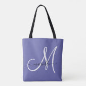 Tote Bag Monogramme de fille bleu à perches blanches (Dos)