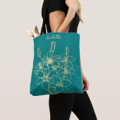 Tote Bag Monogramme de fleurs d'or (De près)