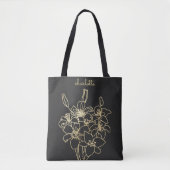 Tote Bag Monogramme de fleurs d'or (Devant)