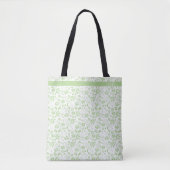 Tote Bag Monogramme de fleurs tropicales vertes de la menth (Devant)