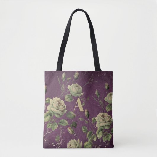 Tote Bag Monogrammé de fleurs vintage (Devant)