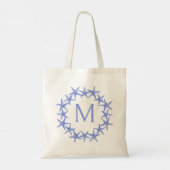 Tote Bag Monogramme de gerbe de poisson étoilé bleu et blan (Dos)