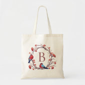 Tote Bag Monogramme de germe d'oiseaux et de baies (Devant)