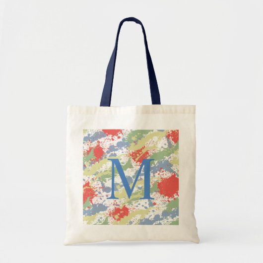 Tote Bag Monogramme de gouttes de peinture contrastées (Devant)