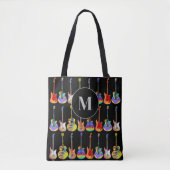 Tote Bag Monogramme de guitare coloré (Devant)