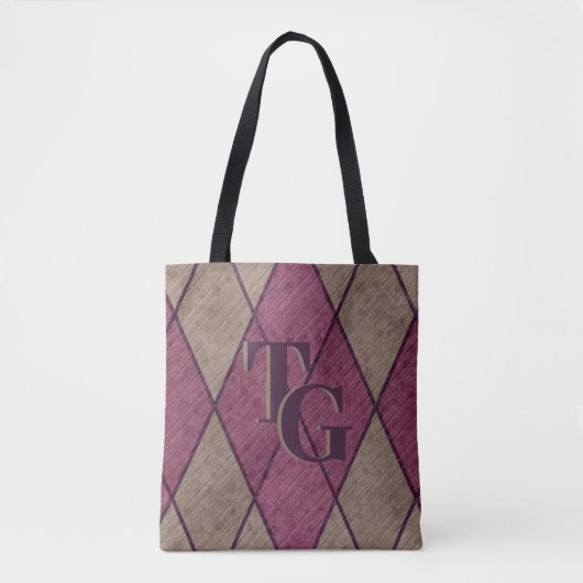 Tote Bag Monogramme de Jacquard de diamant rouge classique  (Devant)