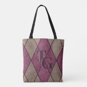 Tote Bag Monogramme de Jacquard de diamant rouge classique  (Dos)