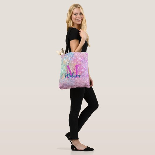 Tote Bag monogramme de la fausse parties scintillant rose u (Sur le modèle)