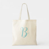 Tote Bag Monogramme de la servante initiale Aqua Blue (Dos)