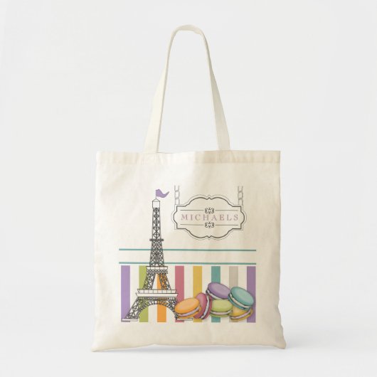 Tote Bag Monogramme de la tour Eiffel Paris Macaron (Devant)