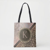 Tote Bag Monogramme de léopard de marbre Rose usé (Devant)