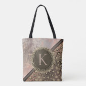 Tote Bag Monogramme de léopard de marbre Rose usé (Dos)