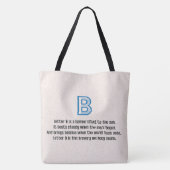 Tote Bag Monogramme de lettre B sur plan (Dos)