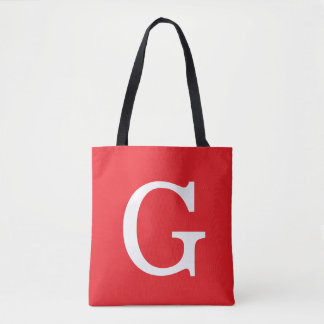 Tote Bag Monogramme de lettre initiale rouge blanc simple