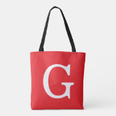 Tote Bag Monogramme de lettre initiale rouge blanc simple (Dos)