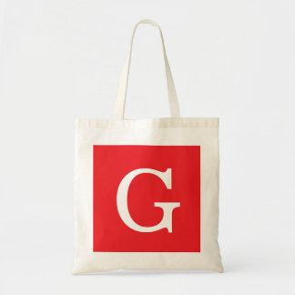 Tote Bag Monogramme de lettre initiale rouge blanc simple