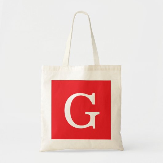 Tote Bag Monogramme de lettre initiale rouge blanc simple (Devant)