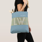 Tote Bag monogramme de lignes dorées entrelacées (De près)