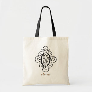 Tote Bag Monogramme de l'ornement Laver personnalisé "O" in