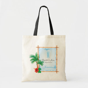 Tote Bag Monogramme de mariage sur plage personnalisé