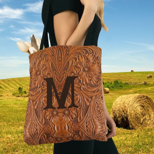 Tote Bag Monogramme de mariage western country rustique cow
