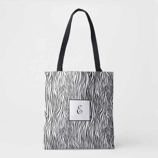 Tote Bag Monogramme de modèle zèbre (Devant)