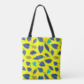 Tote Bag Monogramme de Motif de feuille tropicale jaune vif (Dos)