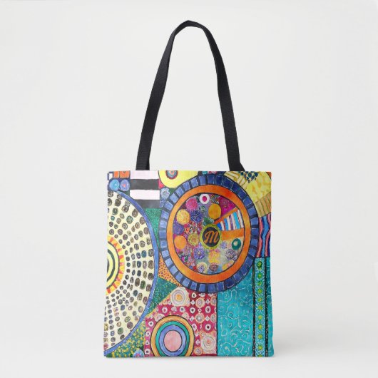 Tote Bag Monogramme de Motif de Patchwork Abstrait moderne (Devant)