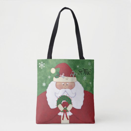 Tote Bag Monogramme de Noël Eve Père Noël (Devant)
