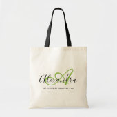 Tote Bag Monogramme de nom élégant écriture vert clair fémi (Devant)