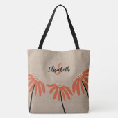 Tote Bag Monogramme de nom floral rustique orange noir bron (Dos)