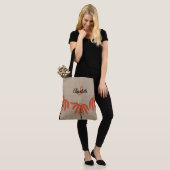 Tote Bag Monogramme de nom floral rustique orange noir bron (Sur le modèle)